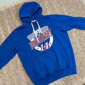 Nascar Tony Stewart #14 Hoodie Sweatshirt Men Size Large Embroidered Blue (671)